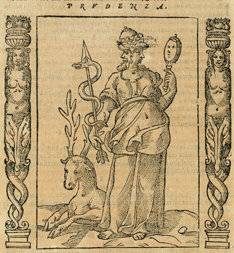 Cesare Ripa, personification of Prudenza, with a mirror. Private Collection