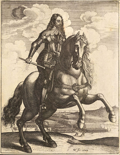 Wenceslas Hollar, Charles I. on horseback inspecting his troops, 1644. Engraving, 20 Ã 26 cm. Public domain