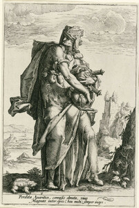 Attributed to Jacob Matham, after Hendrik Goltzius, personification of Avaritia, from the series The Seven Vices (1587). https://commons.wikimedia.org/wiki/File:Avarice_-_Jacob_Matham.jpg