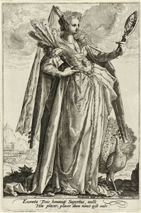 Hendrik Goltzius (inventor), engraving ascribed to Jacob Matham, Superbia from the series of The Seven Vices, by the same artists, 1587. Wikimedia commons