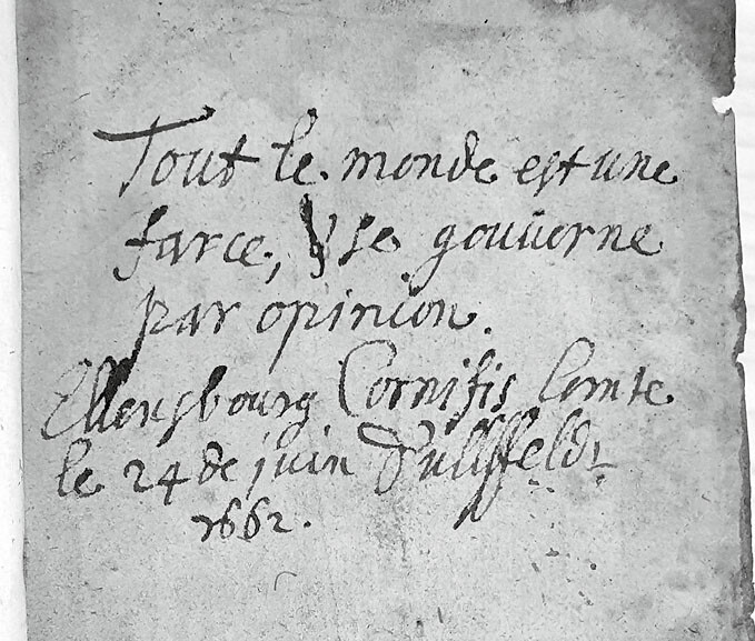 ‘Tout le monde est une farce, et se gouverne par opinion.’ Corfitz Ulfeldt’s motto in a copy of Martin Rinckart, Circulorum memoriæ decas (Leipzig: Elia Rehfeld und Joh. Grossen 1629)