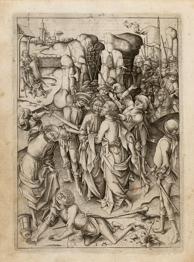 Israhel van Meckenem, Betrayal and Capture of Christ, from the GroÃe Passion, ca. 1480. Engraving, ca. 205 Ã 151 mm