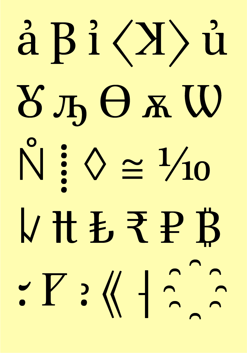 Examples of Brill Typeface characters