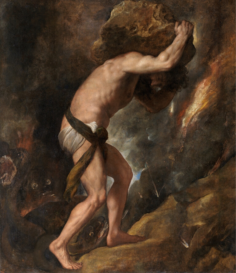 Titian, Sisyphus, 1548â49, oil on canvas, 237 Ã 216 cm, Museo Nacional del Prado, P000426