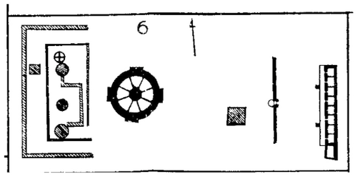 It illustrates the layout of the main stÅ«pa, a monastic residence or a vihÄra, and other structures.