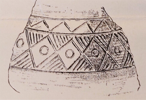 Drawing of a shard discovered in Pithos Grave III.