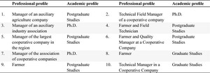 Characteristics of the experts interviewed.