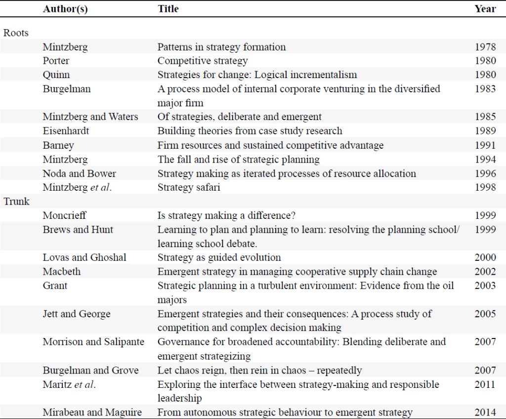 Basis and substantial contributions to the concept of emergent strategy