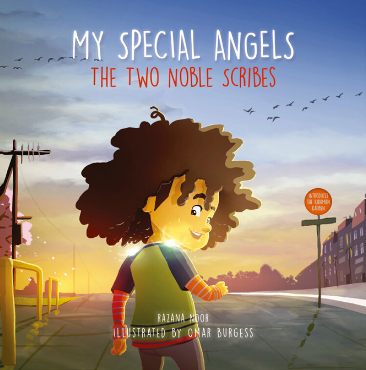Visualising transcendence in symbolic/iconic negotiation. Illustration by Omar Burgess in My Special Angels: The Two Noble Scribes (Noor, 2017)