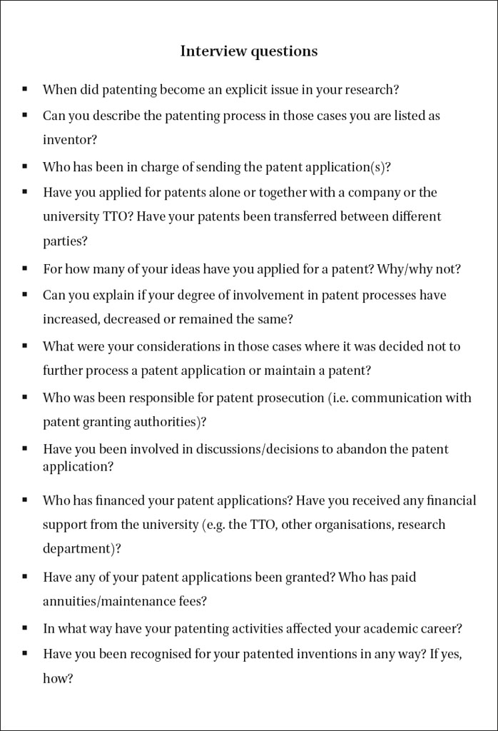 Questions posed in semistructured interviews